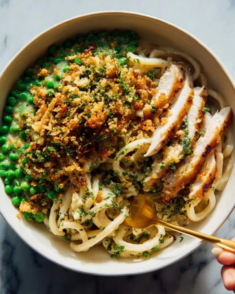 Garlic Cream Bucatini with Peas and Asparagus Recipe