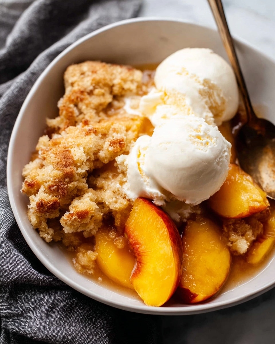Juicy Peach Cobbler with Cinnamon Streusel and Yogurt Topping Recipe