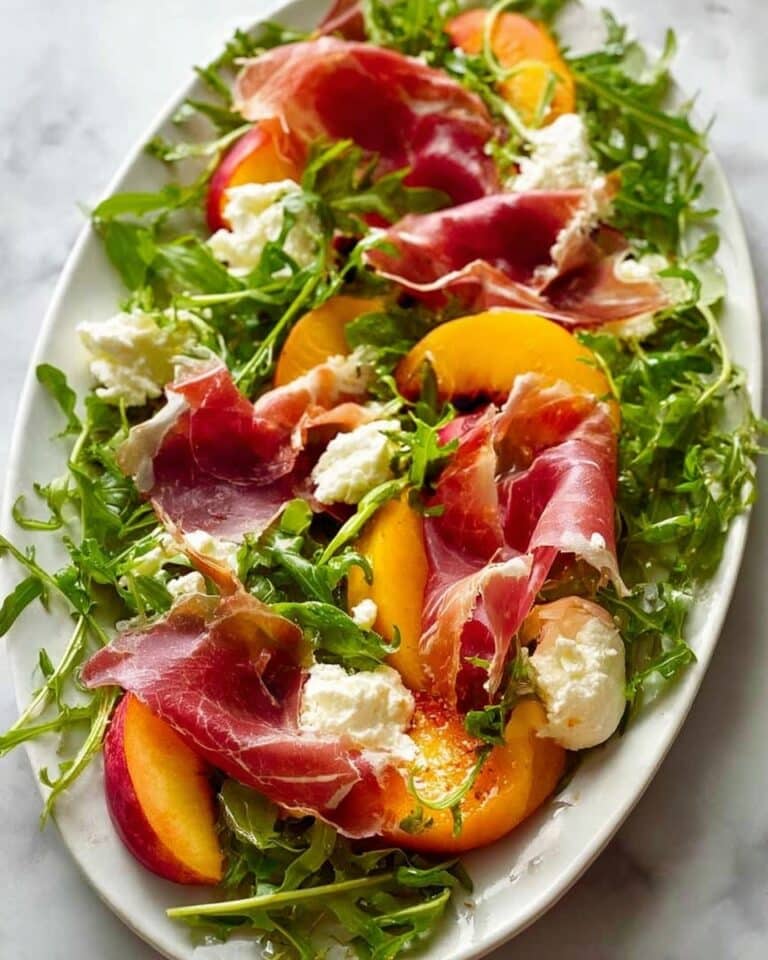 Peach Salad with Mozzarella, Prosciutto, and Lemon-Dijon Dressing Recipe