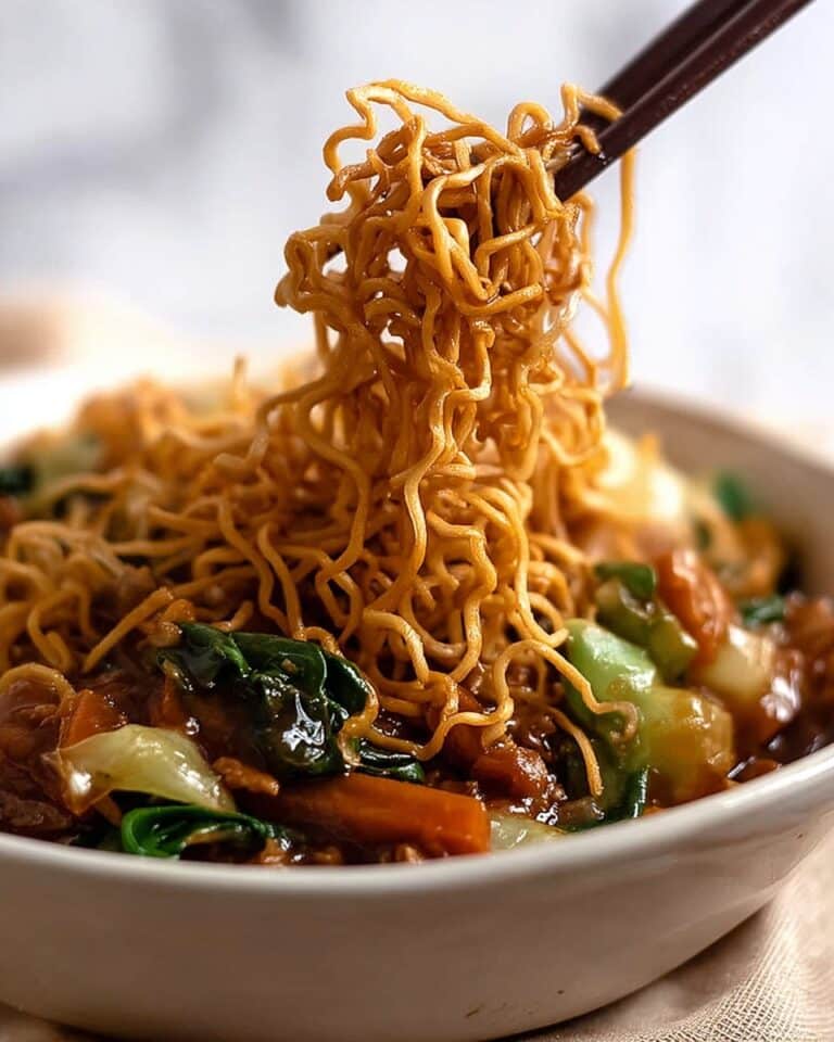 Chinese Crispy Noodles with Saucy Chicken and Vegetables Recipe