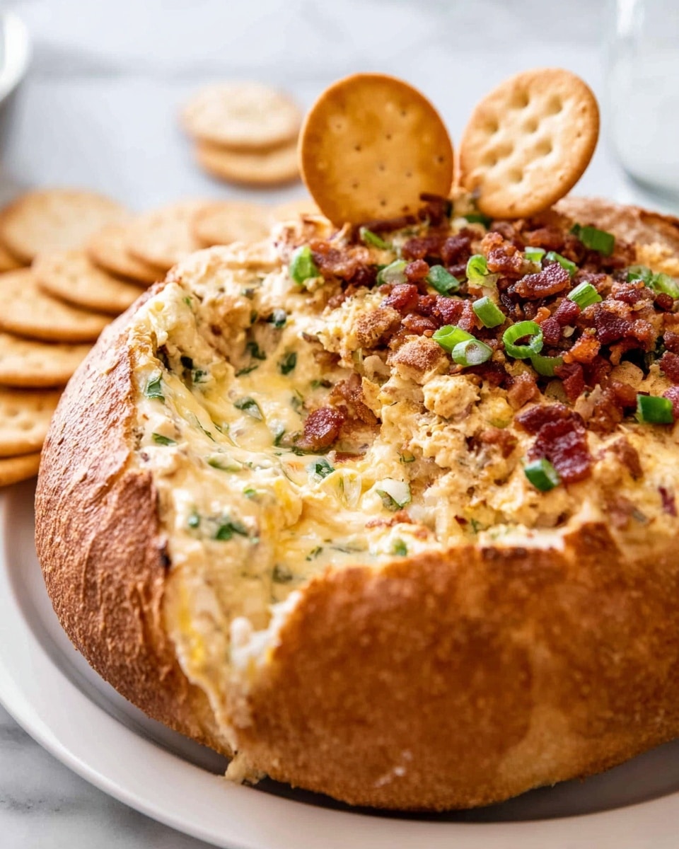Cheese and Bacon Dip in Sourdough Bread Bowl Recipe