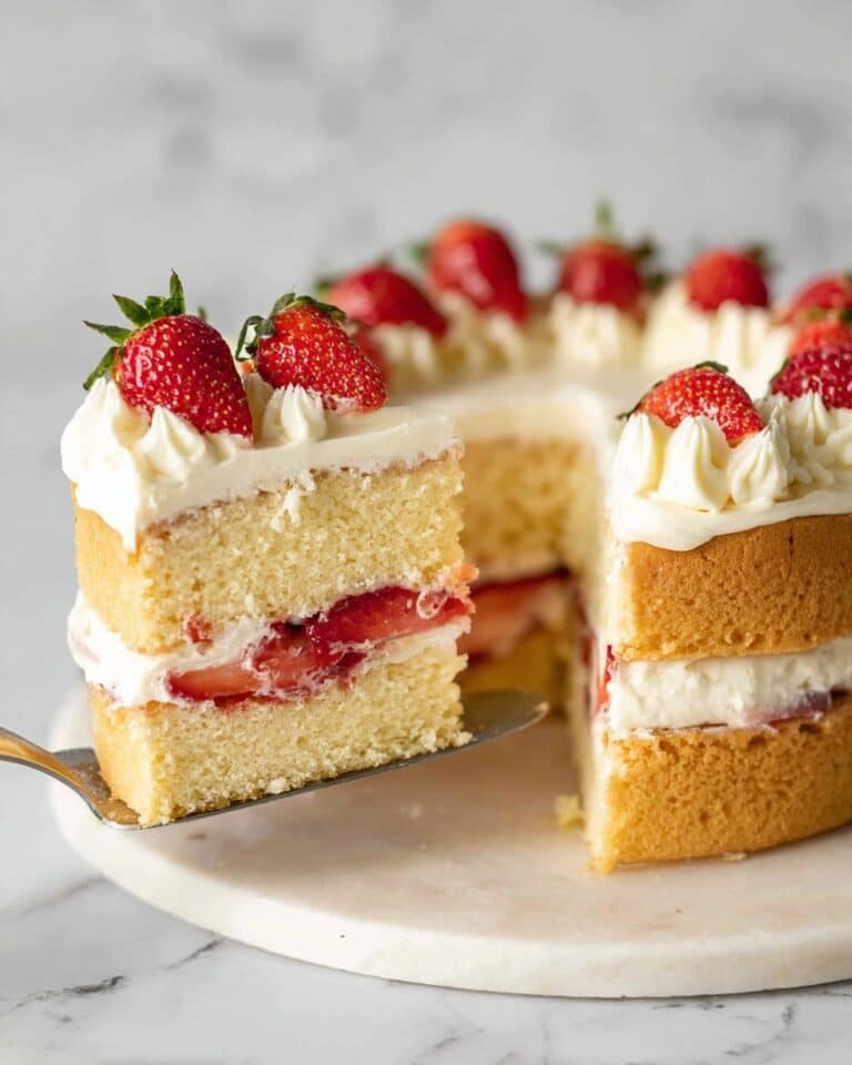 Strawberry Vanilla Butter Cake with Cream Filling Recipe