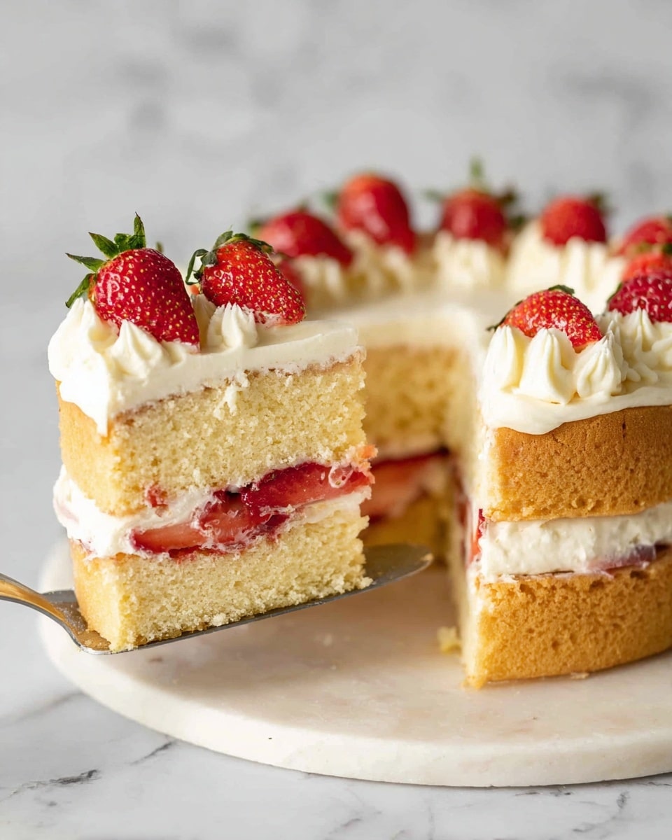 Strawberry Vanilla Butter Cake with Cream Filling Recipe