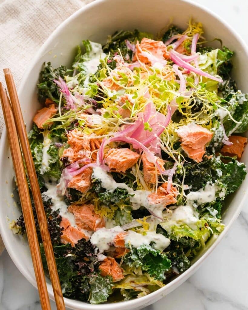 Celebration Salmon Salad with Yoghurt Ranch Dressing Recipe